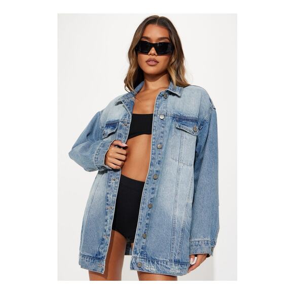 Fashion Nova Losing Focus Denim Jean Jacket Size 2X NEW Light Wash Distressed - Picture 7 of 10